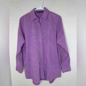 Zara Purple Lilac Casual Corduroy Button Front Oversized Shirt Jacket Shacket XS